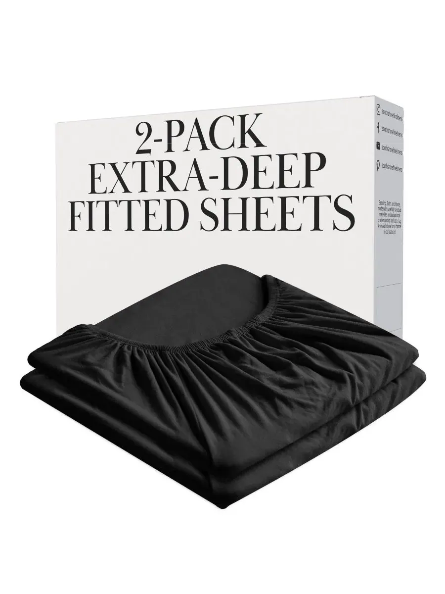 Простыня на резинке с глубоким карманом 21", 2 шт., California King Southshore Fine Linens — изображение 4 из 4, черный