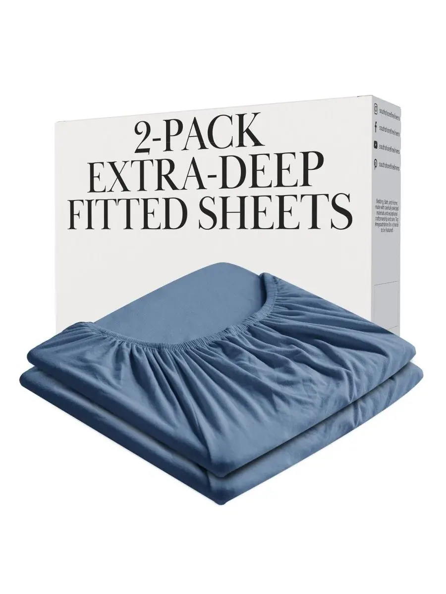 Простыня на резинке с глубоким карманом 21", 2 шт., California King Southshore Fine Linens — изображение 4 из 4, синий