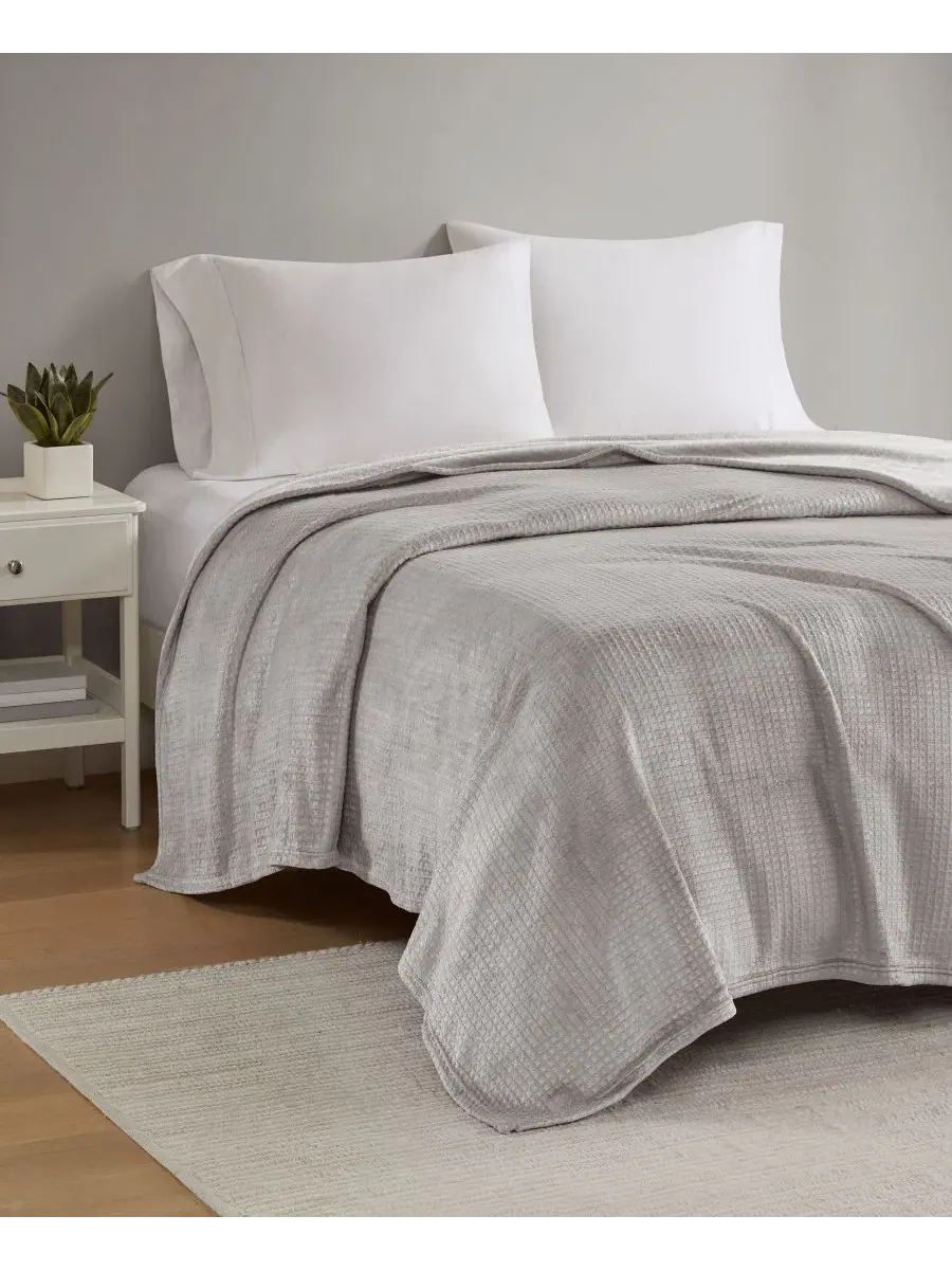 Плед плюшевый вафельный Twin Premier Comfort — изображение 2 из 4, серый