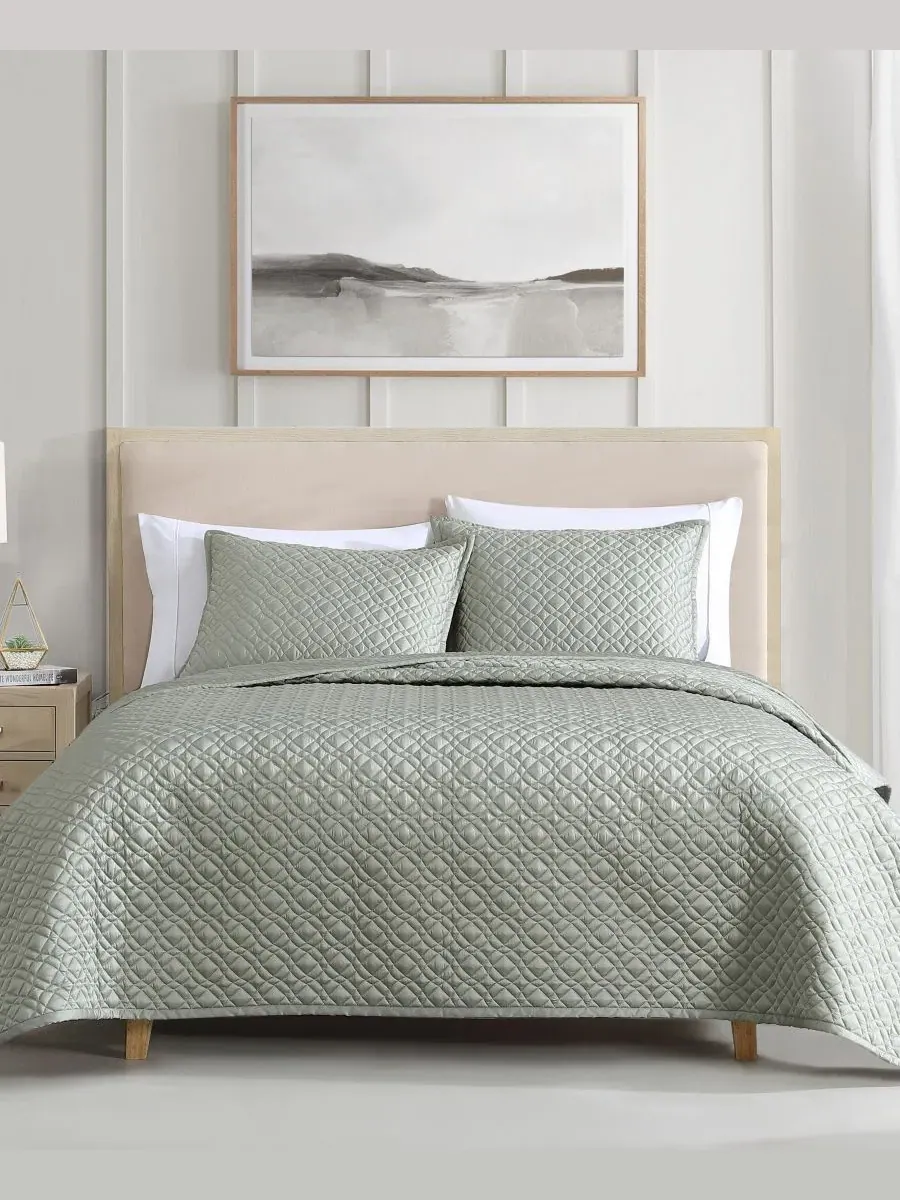 Комплект покрывал 3 предмета Noble Reversible, King Riverbrook Home — зеленый