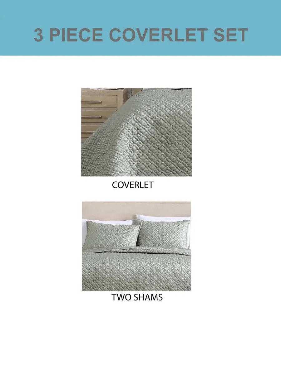 Комплект покрывал 3 предмета Noble Reversible, King Riverbrook Home — изображение 5 из 5, шалфейный