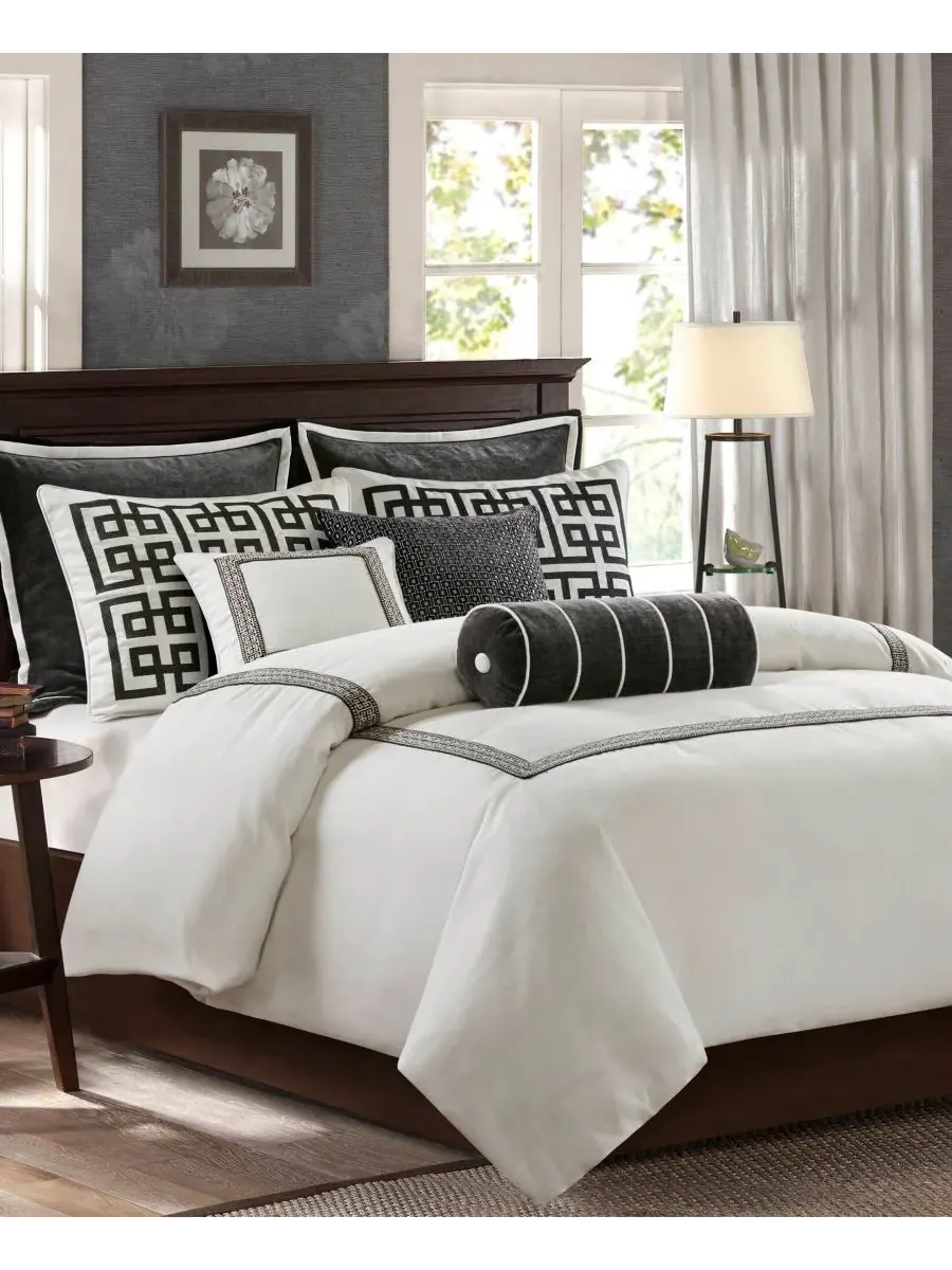 Комплект постельного белья Jarvis Embroidery из 8 предметов, размер Queen Madison Park Signature — изображение 2 из 10