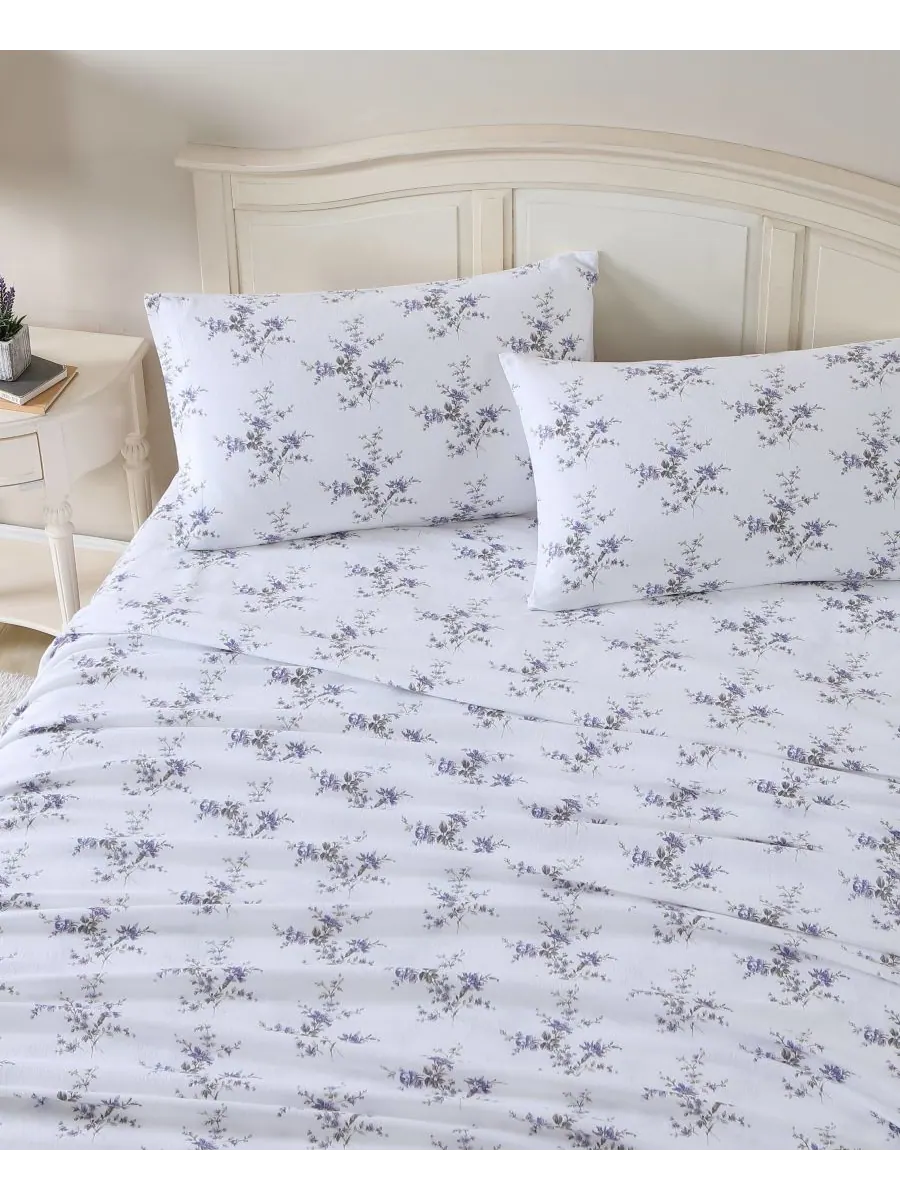 Комплект постельного белья из хлопковой фланели, 4 предмета, размер King Laura Ashley, цвет jessika — изображение 3 из 5