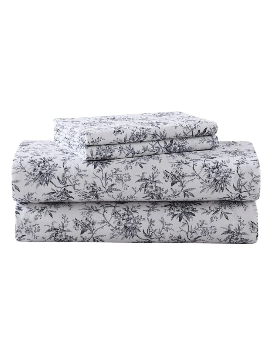 Комплект постельного белья из хлопковой фланели, 4 предмета, размер King Laura Ashley, цвет faye