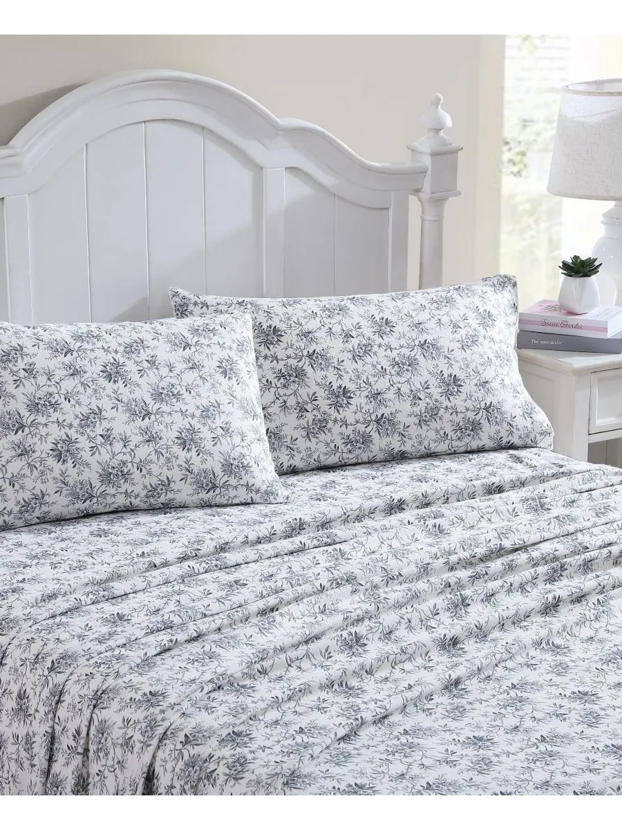 Комплект постельного белья из хлопковой фланели, 4 предмета, размер King Laura Ashley, цвет faye — изображение 2 из 5