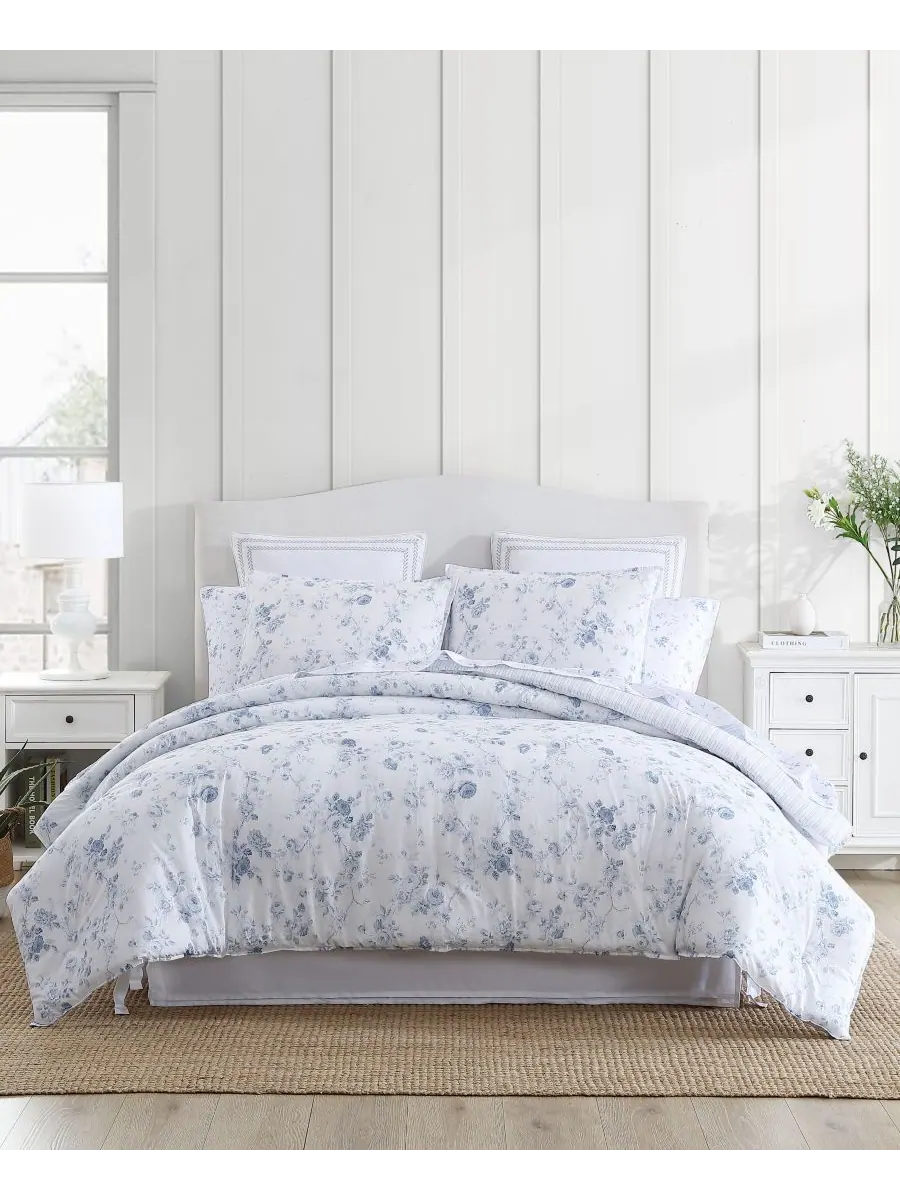 Комплект постельного белья Belinda Cotton, двусторонний, 2 предмета, размер Twin XL Laura Ashley — синий