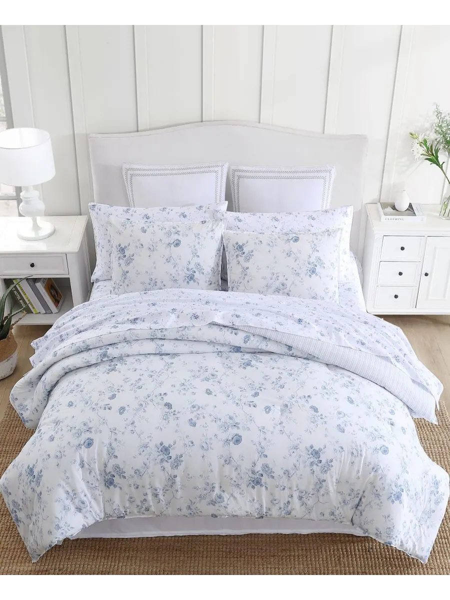 Комплект постельного белья Belinda Cotton, двусторонний, 2 предмета, размер Twin XL Laura Ashley — изображение 4 из 10, синий