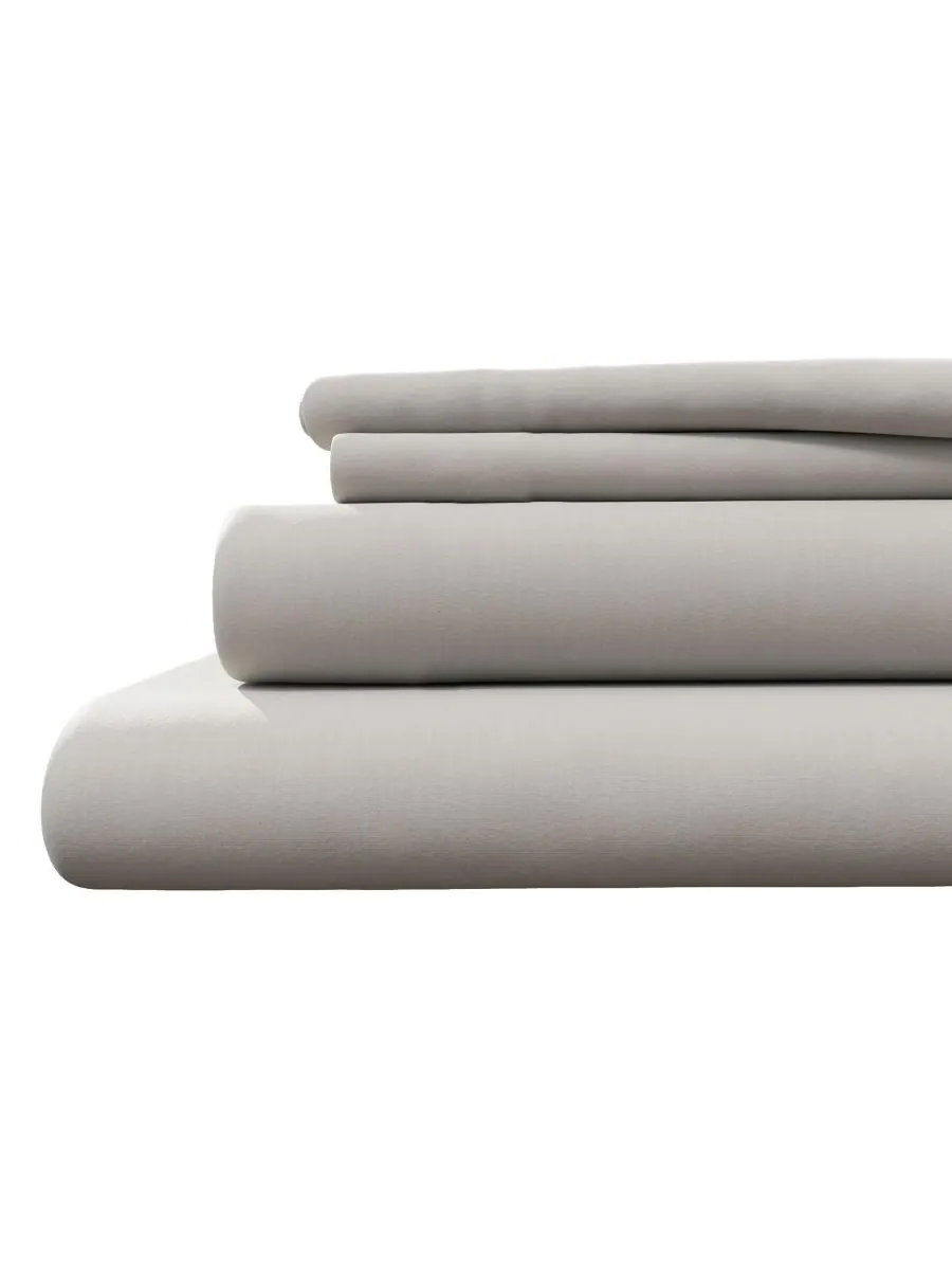 Комплект постельного белья из меланжевого хлопкового трикотажа Linery & Co, Light grey, California — изображение 1 из 6