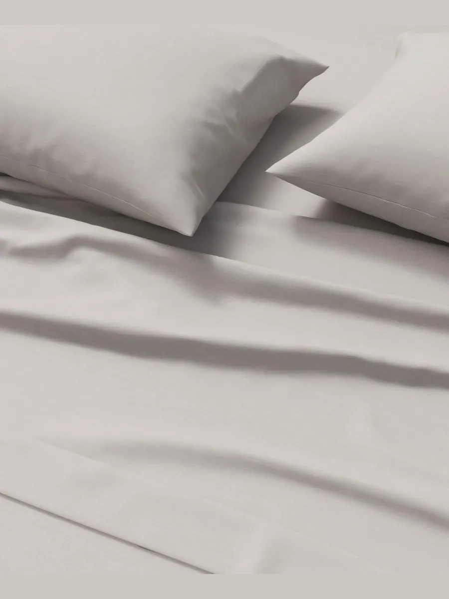 Комплект постельного белья из меланжевого хлопкового трикотажа Linery & Co, Light grey, California — изображение 4 из 6