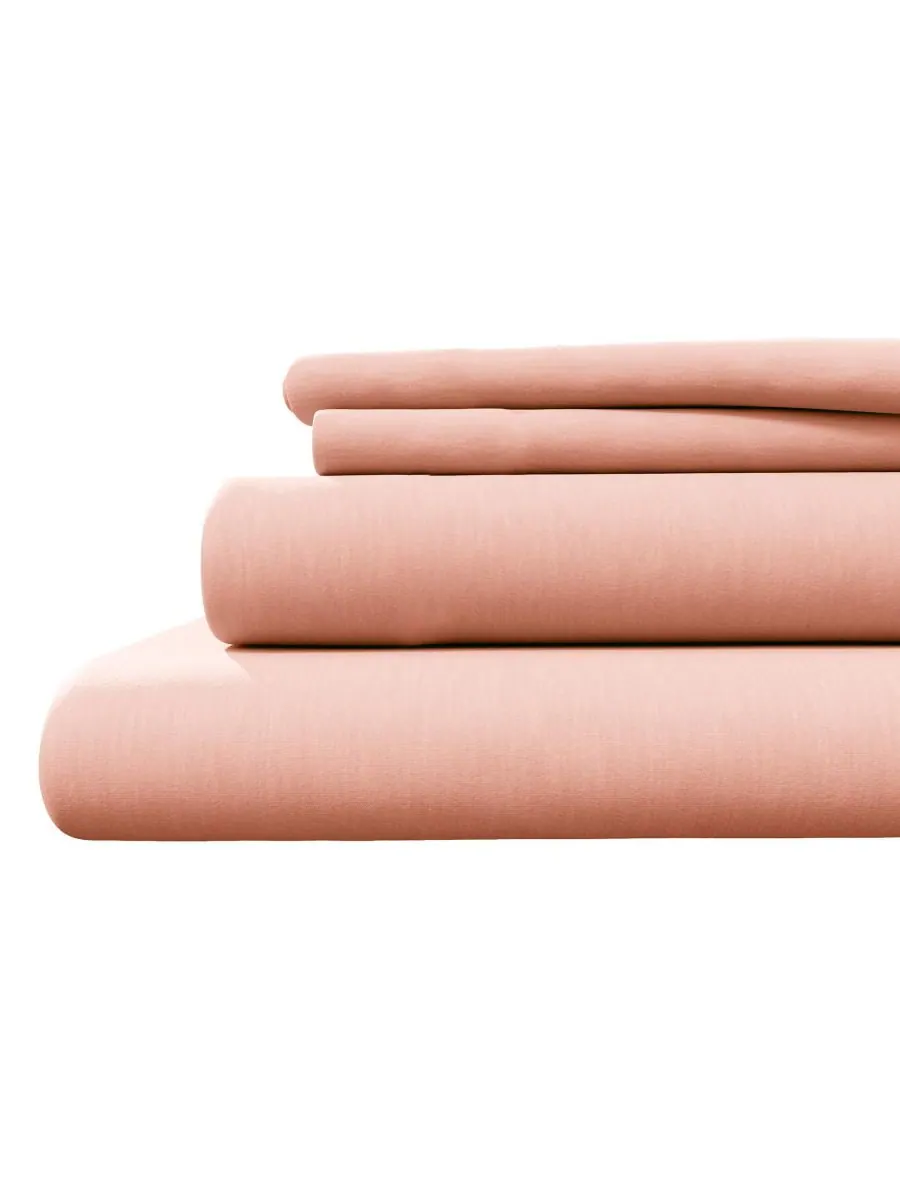 Комплект постельного белья из меланжевого хлопкового трикотажа Linery & Co, Blush pink, California — изображение 1 из 6