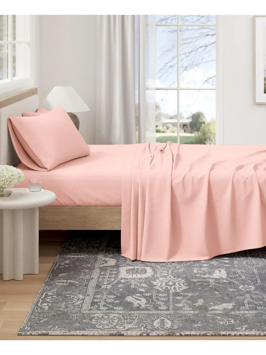 Комплект постельного белья из меланжевого хлопкового трикотажа Linery & Co, Blush pink, California — изображение 2 из 6