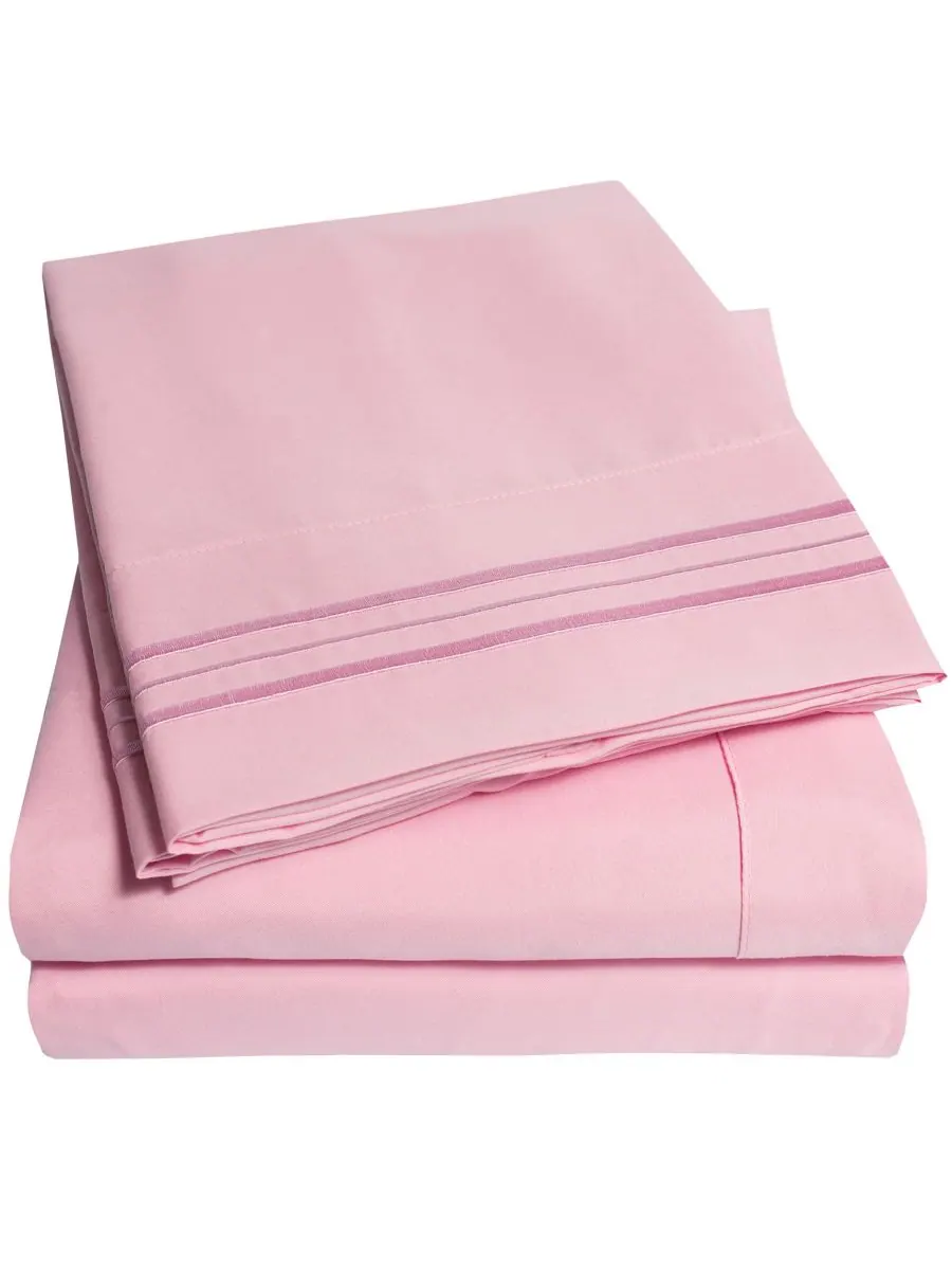Комплект постельного белья из микрофибры, 3 предмета, размер Twin XL Sweet Home Collection — изображение 2 из 2, розовый