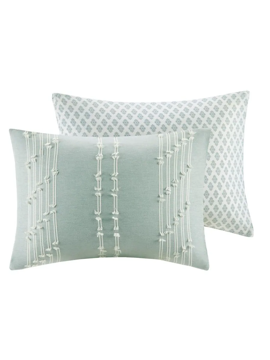 Комплект постельного белья kara jacquard из 3 предметов, размер full/queen INK+IVY — изображение 4 из 17, голубой
