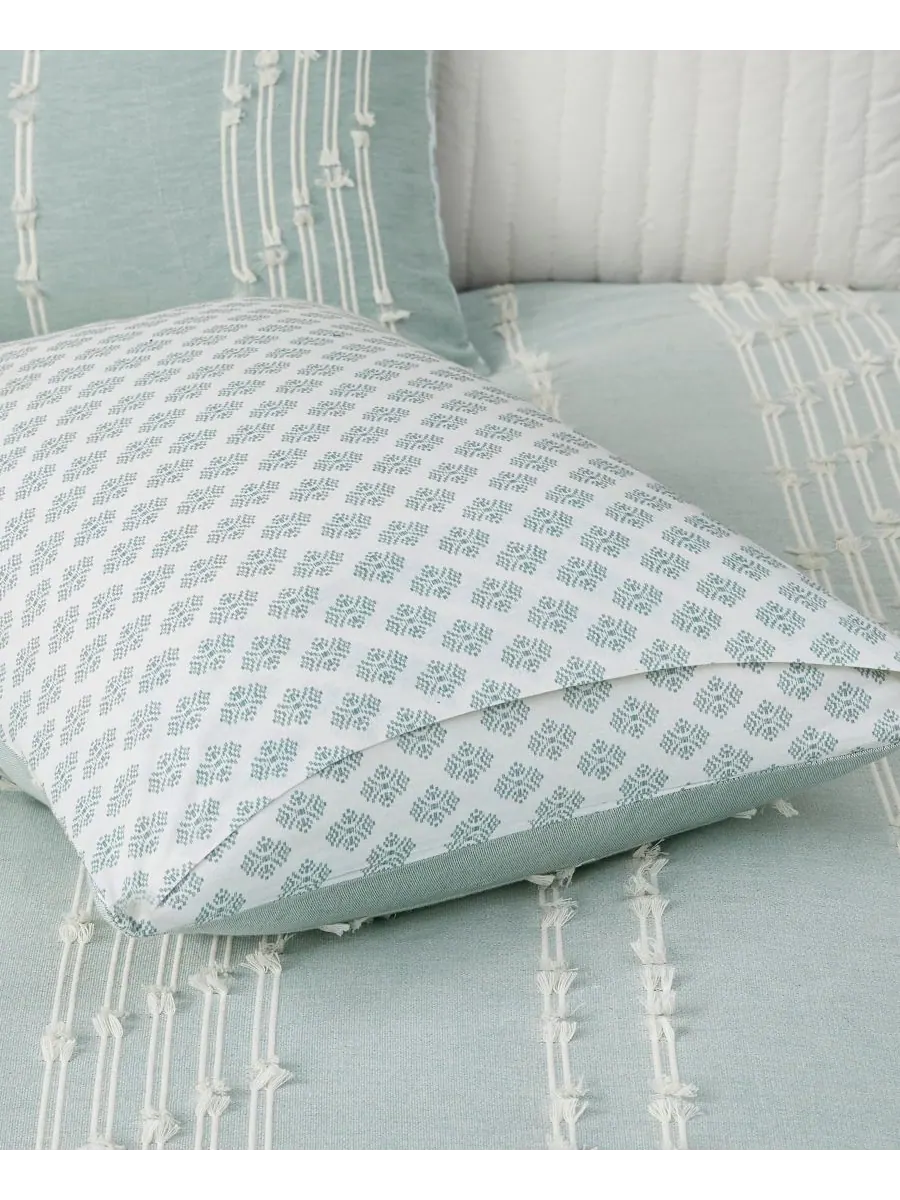 Комплект постельного белья kara jacquard из 3 предметов, размер full/queen INK+IVY — изображение 7 из 17, голубой
