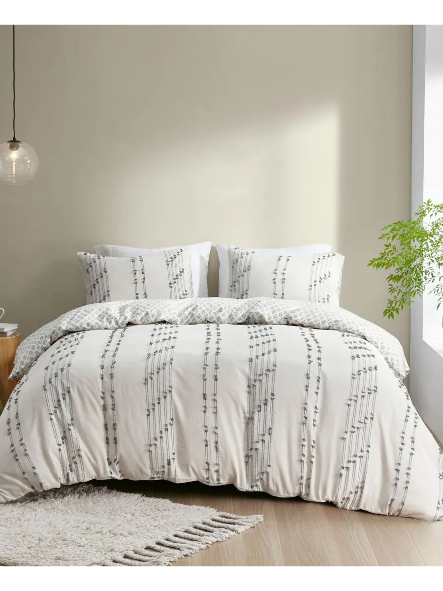 Комплект постельного белья kara jacquard из 3 предметов, размер full/queen INK+IVY — белый