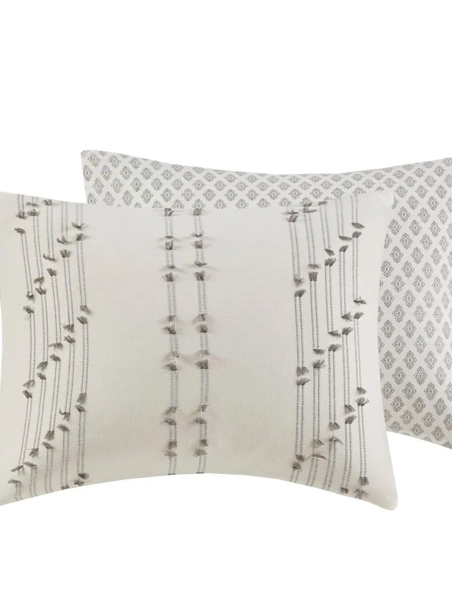 Комплект постельного белья kara jacquard из 3 предметов, размер full/queen INK+IVY — изображение 2 из 17, белый