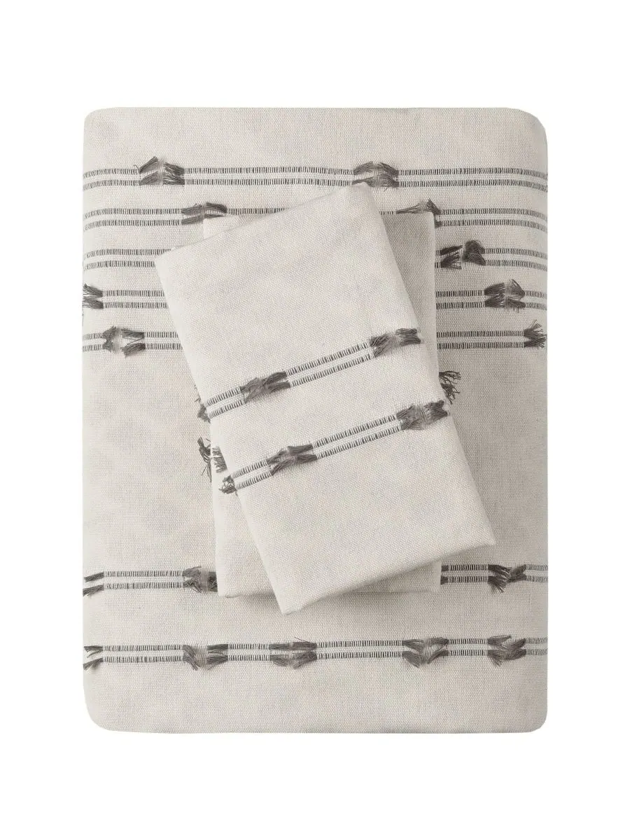 Комплект постельного белья kara jacquard из 3 предметов, размер full/queen INK+IVY — изображение 3 из 17, белый