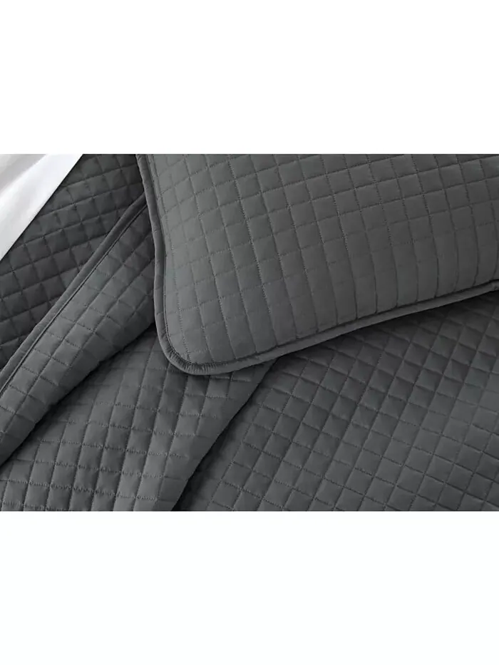 Большой однотонный комплект из трех предметов: стеганое одеяло и накидка Southshore Fine Linens — изображение 3 из 4, серый