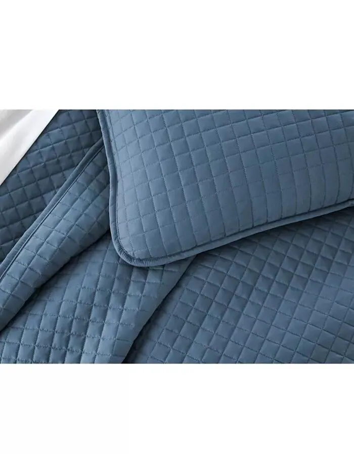 Большой однотонный комплект из трех предметов: стеганое одеяло и накидка Southshore Fine Linens — изображение 3 из 4, синий