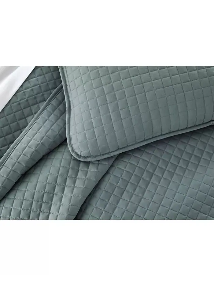 Большой однотонный комплект из трех предметов: стеганое одеяло и накидка Southshore Fine Linens — изображение 3 из 4, синий