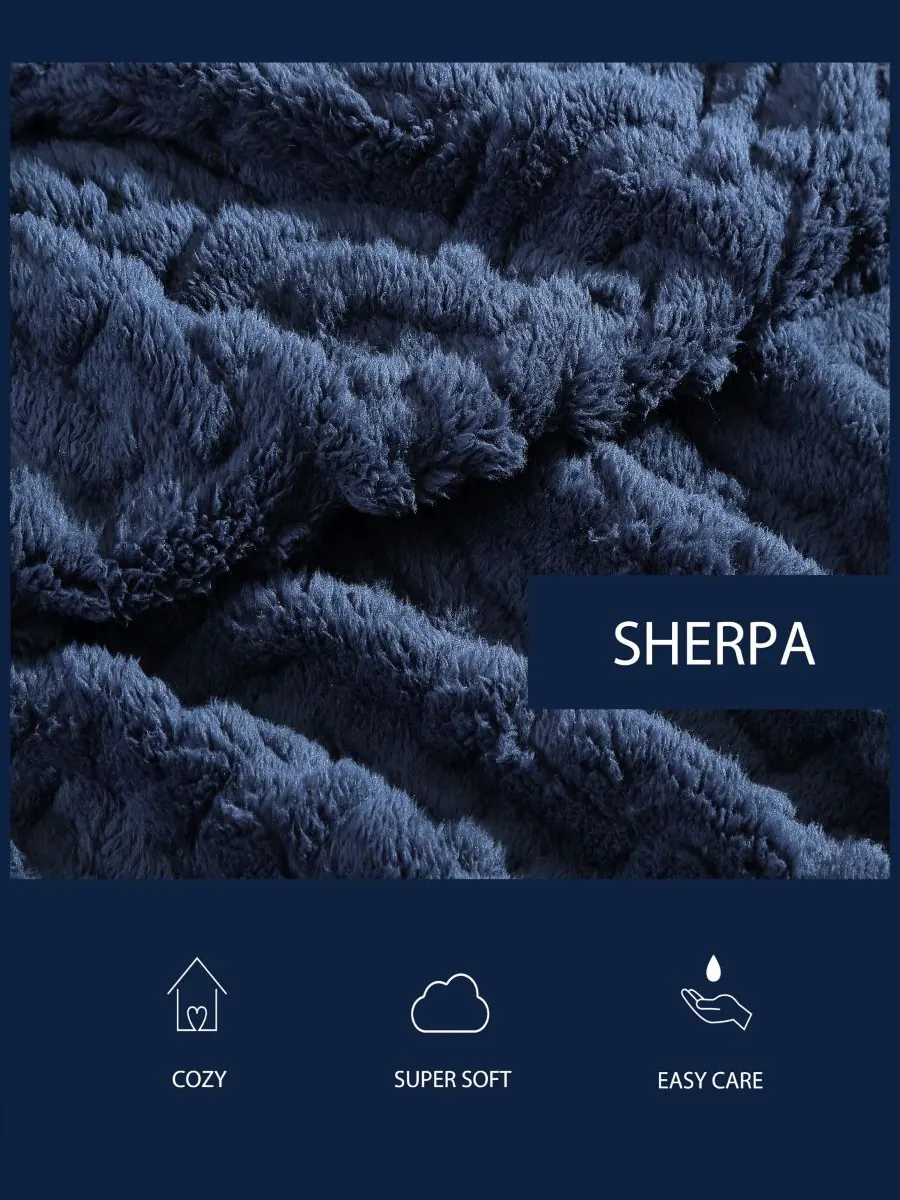 Плед Declan Sherpa, 60 x 50 дюймов Nautica — изображение 4 из 4, темно-синий