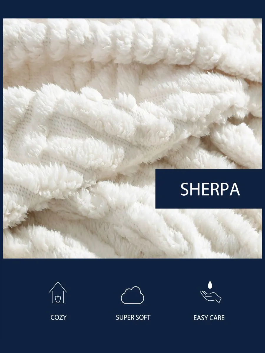 Плед Declan Sherpa, 60 x 50 дюймов Nautica — изображение 4 из 4, белый