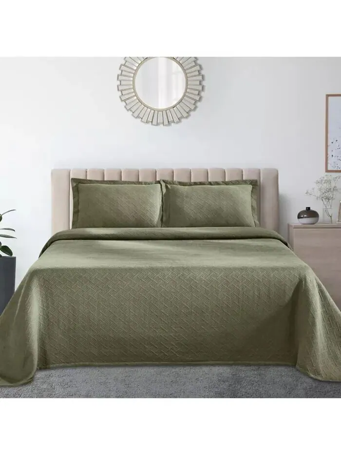 Комплект жаккардового покрывала Matelasse с корзинчатым плетением Superior — изображение 1 из 1, черный