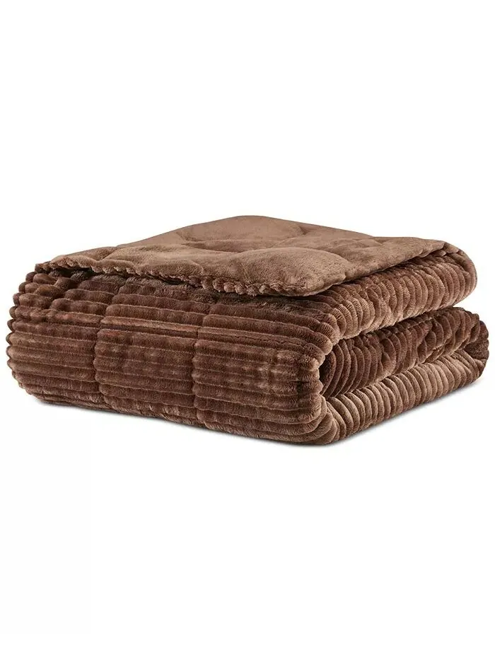 Альтернативный вельветовый плед Parker Plush Down, 60 x 70 дюймов Premier Comfort — изображение 2 из 2, темно-синий