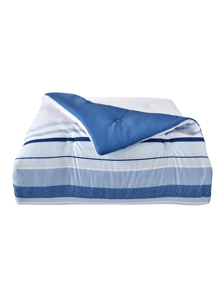 Комплект постельного белья Carson Multi-Stripe из 3 предметов, размер Full/Queen Royal Court — изображение 5 из 6, синий