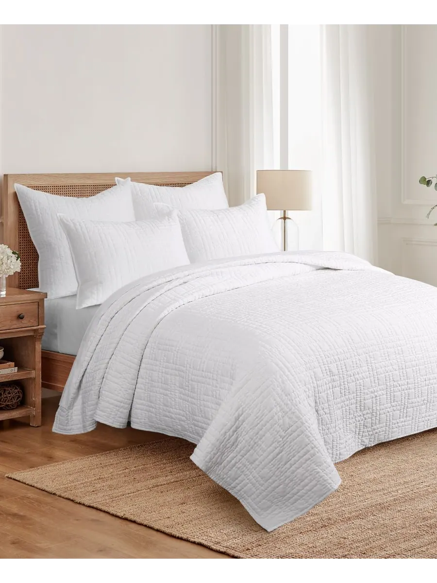 Комплект постельного белья Melange Stitch, 2 предмета, размер Twin/Twin XL Levtex — изображение 2 из 4, белый