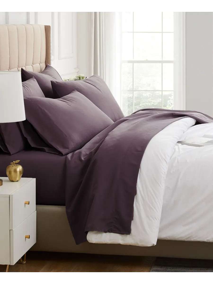 Комплект постельного белья Vilano 21 дюйм, очень глубокие карманы, 6 предметов, размер Full — изображение 4 из 6, фиолетовый