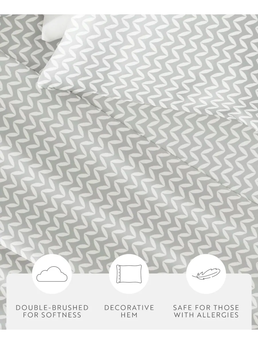 Комплект постельного белья Farmhouse Chic Premium Ultra Soft Pattern из 4 предметов, размер Queen — изображение 7 из 10