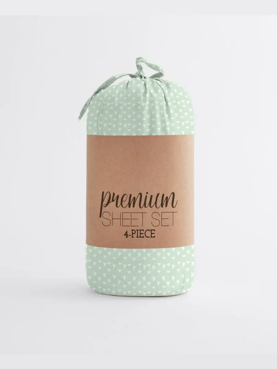 Комплект постельного белья Boho & Beyond Premium Ultra Soft Pattern из 4 предметов, размер King — изображение 8 из 9, зеленый
