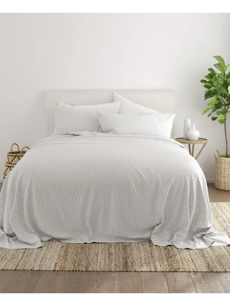 Комплект постельного белья Boho & Beyond Premium Ultra Soft Pattern из 4 предметов, размер King — изображение 2 из 9, серый