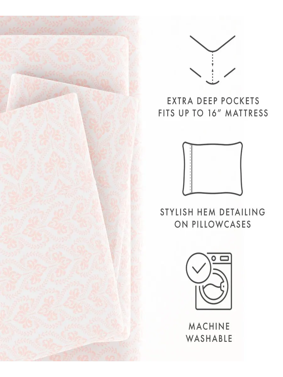 Комплект постельного белья Boho & Beyond Premium Ultra Soft Pattern из 4 предметов, размер King — изображение 4 из 8