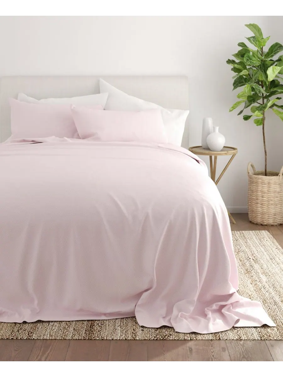 Комплект постельного белья Boho & Beyond Premium Ultra Soft Pattern из 4 предметов, размер King — изображение 5 из 9, розовый