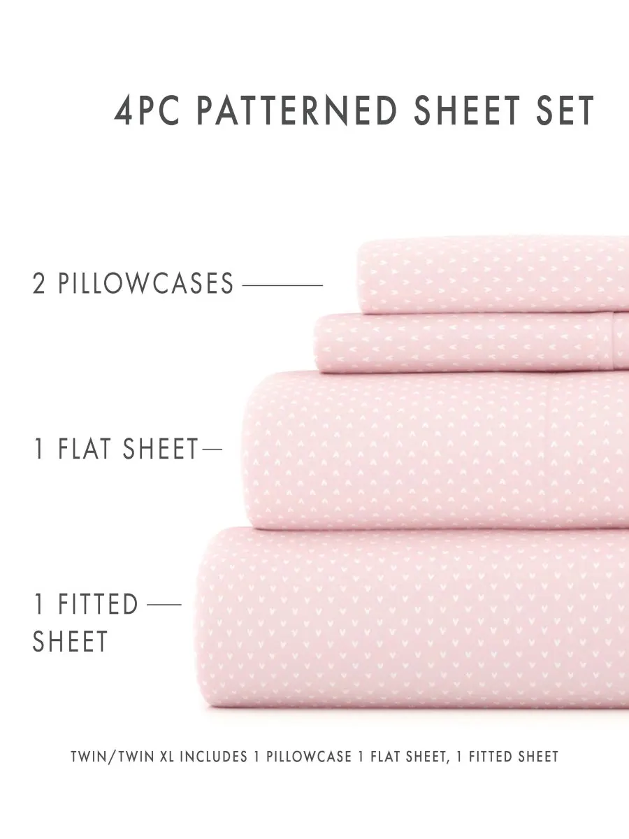 Комплект постельного белья Boho & Beyond Premium Ultra Soft Pattern из 4 предметов, размер King — изображение 8 из 9, розовый