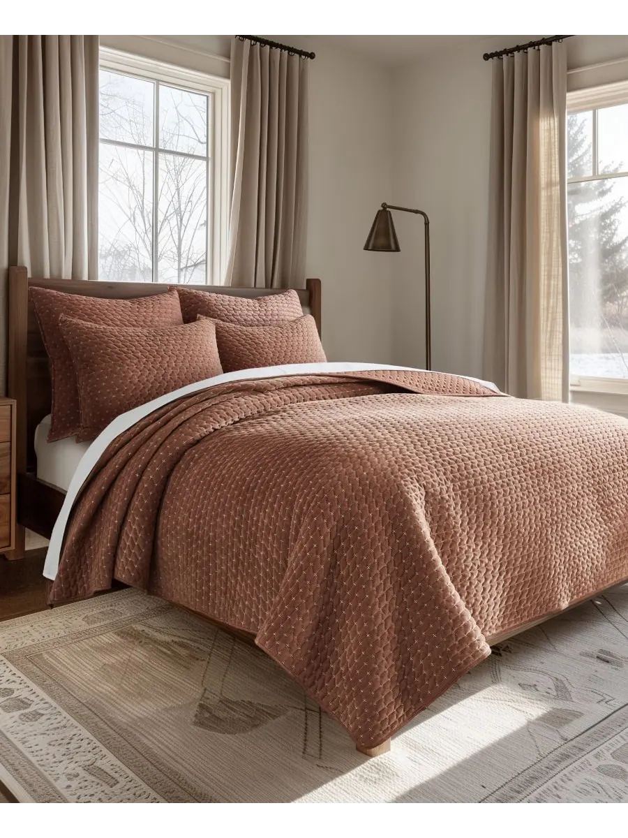 Двусторонний комплект постельного белья Velvet Stitch из 3 предметов, размер King/California King — изображение 2 из 6