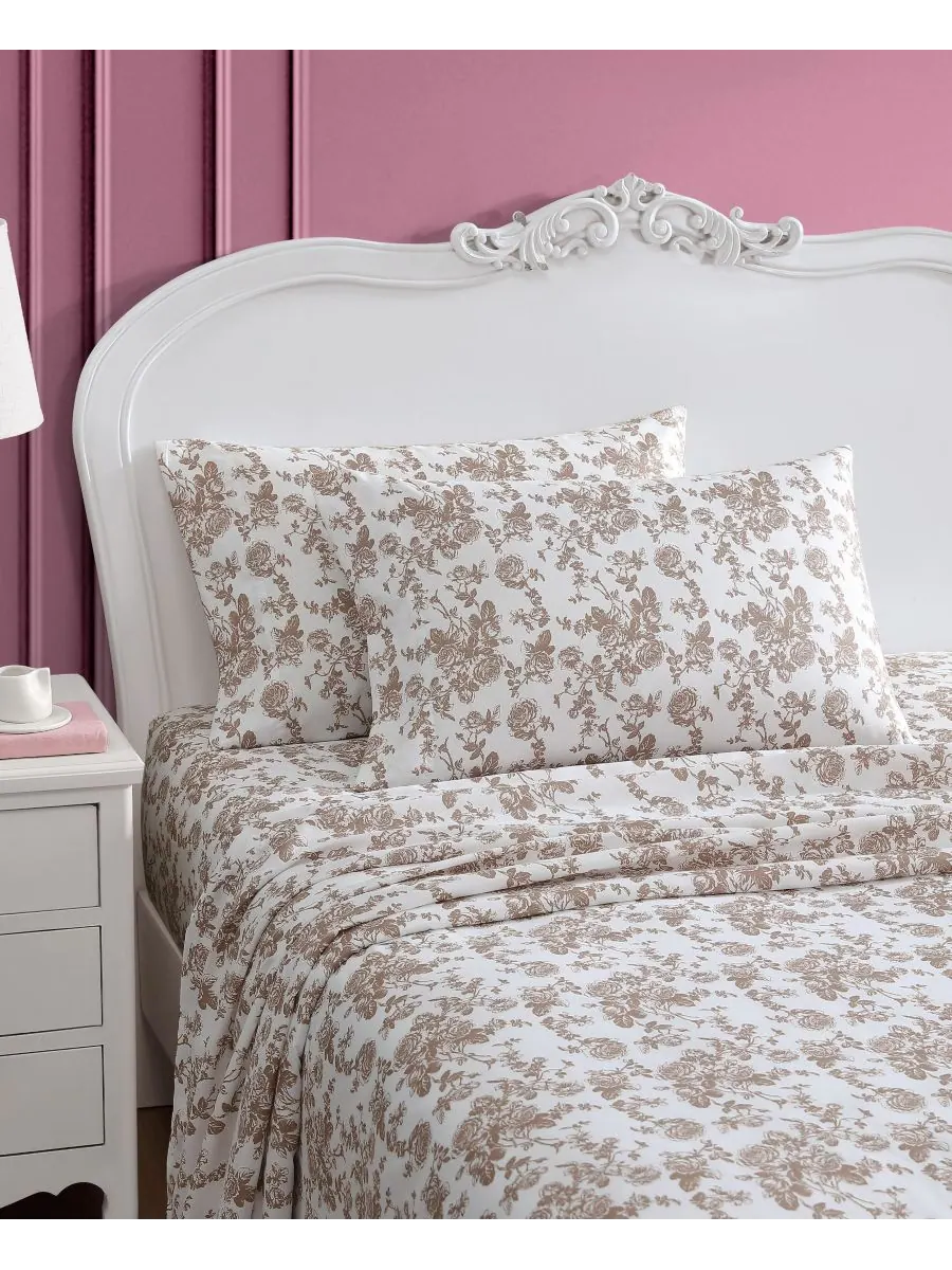 Комплект постельного белья из микрофибры с принтом, 3 предмета, размер Twin Betsey Johnson — изображение 3 из 5, землистый