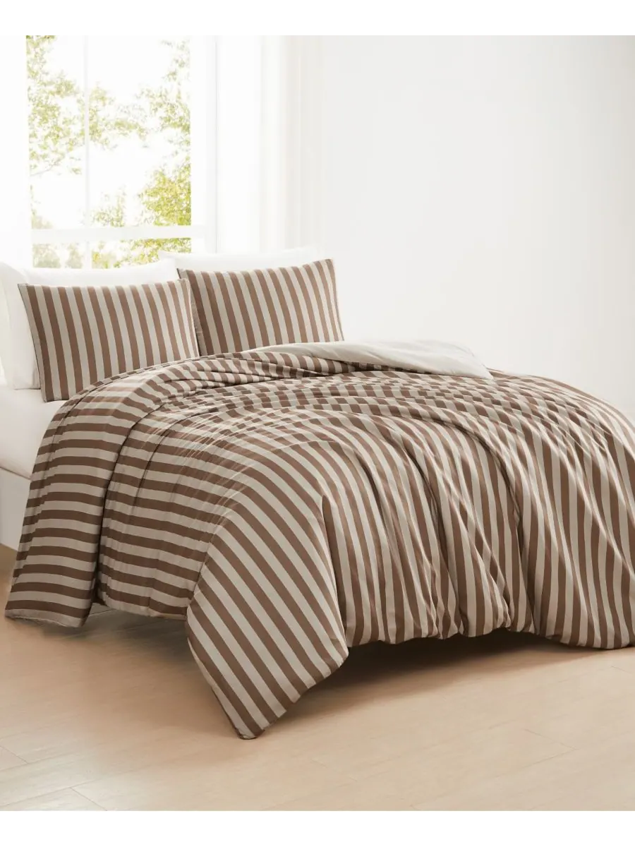 Комплект постельного белья Weston Stripe из 3 предметов, размер King Truly Soft — изображение 1 из 6, коричневый
