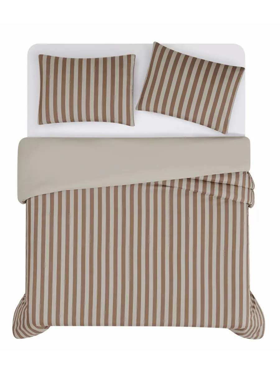 Комплект постельного белья Weston Stripe из 3 предметов, размер King Truly Soft — изображение 3 из 6, коричневый