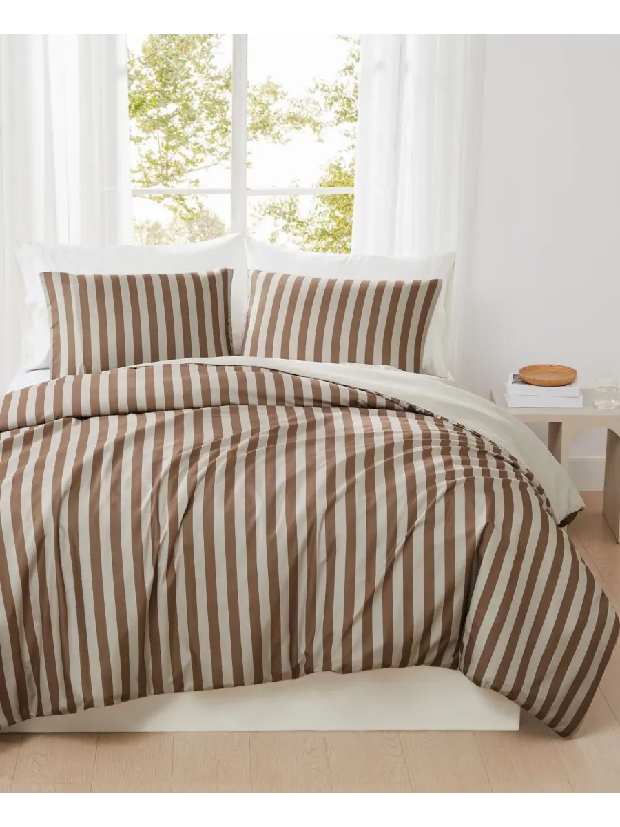 Комплект постельного белья Weston Stripe из 3 предметов, размер King Truly Soft — изображение 5 из 6, коричневый