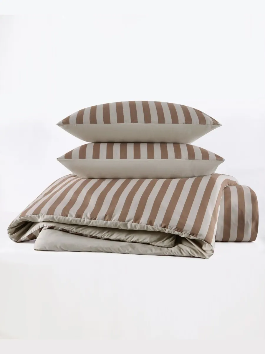 Комплект постельного белья Weston Stripe из 3 предметов, размер King Truly Soft — изображение 6 из 6, коричневый