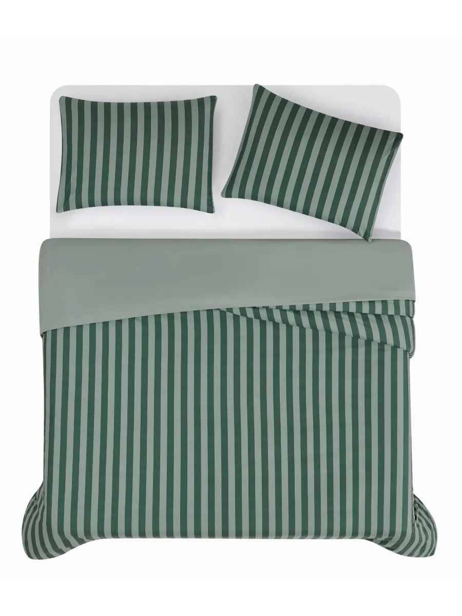 Комплект постельного белья Weston Stripe из 3 предметов, размер King Truly Soft — изображение 3 из 6, зеленый