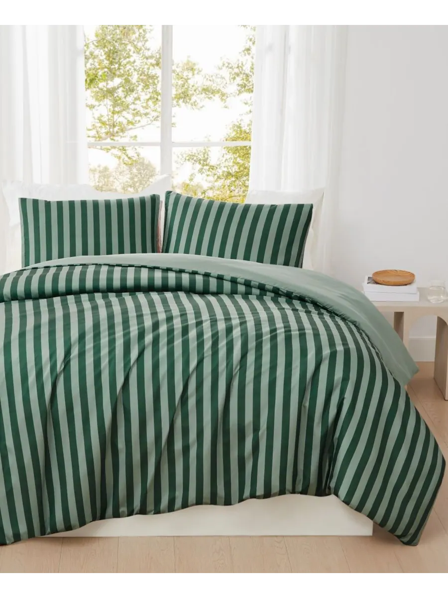 Комплект постельного белья Weston Stripe из 3 предметов, размер King Truly Soft — изображение 5 из 6, зеленый