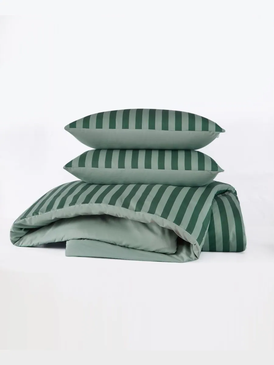 Комплект постельного белья Weston Stripe из 3 предметов, размер King Truly Soft — изображение 6 из 6, зеленый