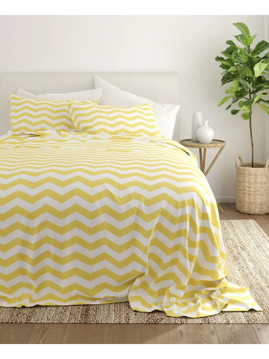 Комплект постельного белья Boho & Beyond Premium Ultra Soft Pattern из 4 предметов, размер — изображение 2 из 8, желтый