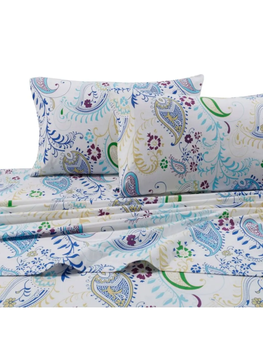 Комплект постельного белья из фланели с очень глубокими карманами Paisley Garden, размер Twin XL — мульти