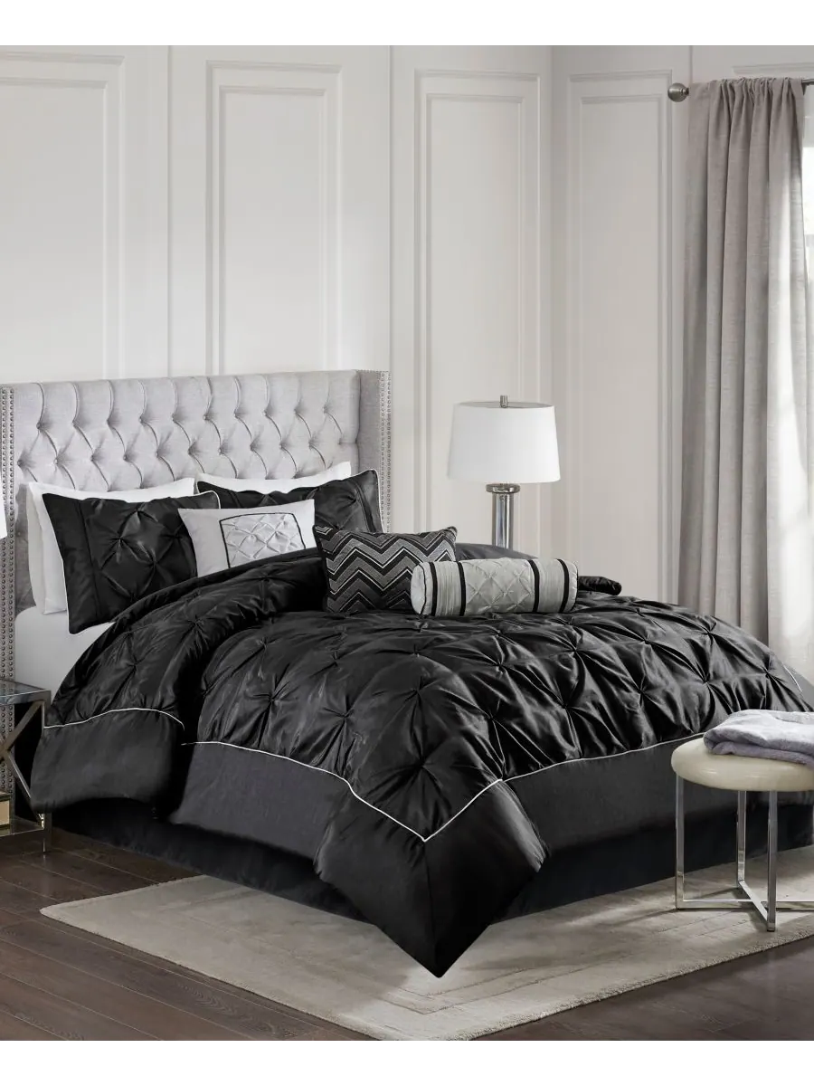Комплект постельного белья Laurel Tufted из 7 предметов, размер Queen Madison Park — изображение 2 из 10, черный