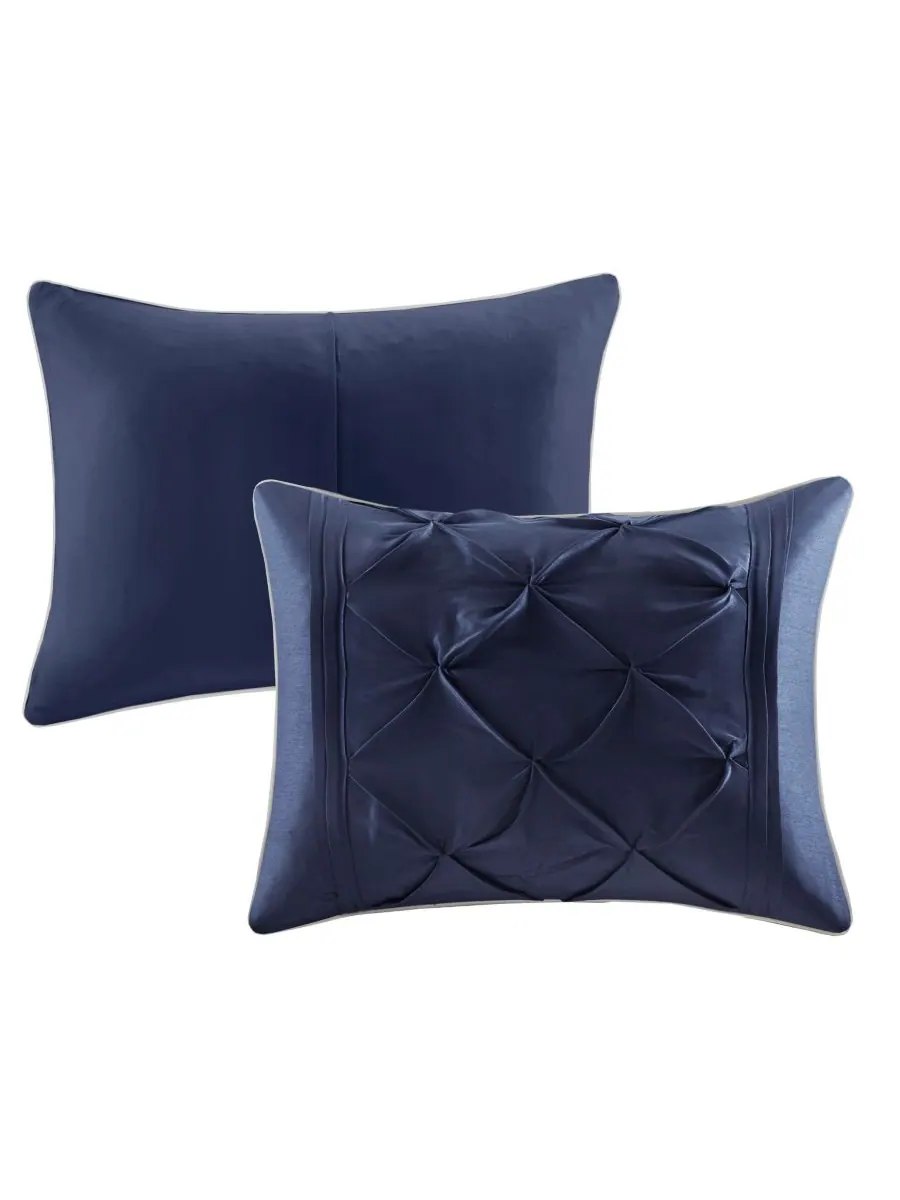 Комплект постельного белья Laurel Tufted из 7 предметов, размер Queen Madison Park — изображение 4 из 10, темно-синий